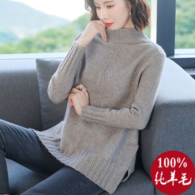 [해외] 도톰한 캐시미어 스웨터 여 추동 루즈핏에 하프 니트