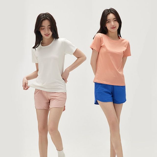 편안한 반팔 잠옷 바지 세트 반바지 투피스