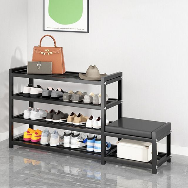 철제 현관 벤치 신발장 현관 수납장 L형 4단 75cm