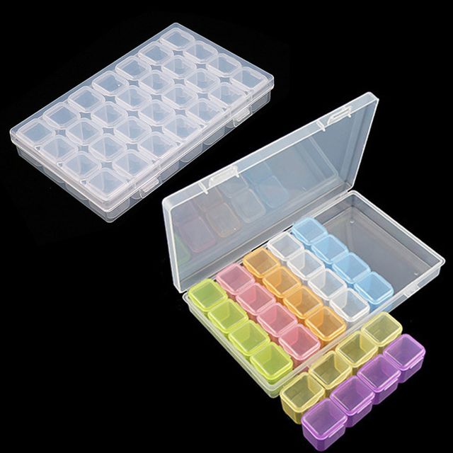 투명 칼라 28칸 케이스 일주일 알약통 비즈 보관통