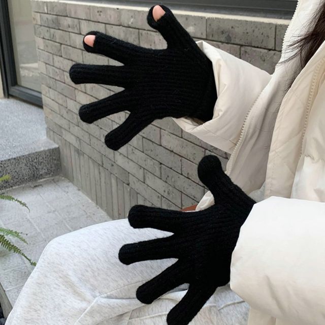 롱 핑거홀 스마트 터치 니트 겨울 장갑 LM-0508