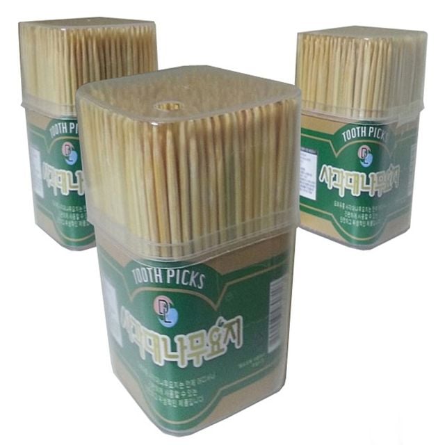 사각통 대나무 이쑤시게 3통 - 요지 이쑤시개 대나무요지 일회용품 가는대나무