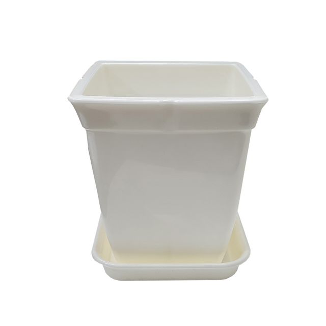 정사각 백색 화분 도자기느낌 플라스틱화분 4호