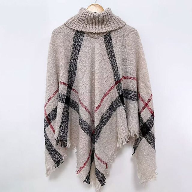 여성용 하이넥 케이프 숄 가디건 망토 담요