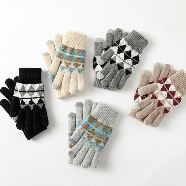 남여공용 마름모 패턴 터치 가능 장갑 URD-1004035