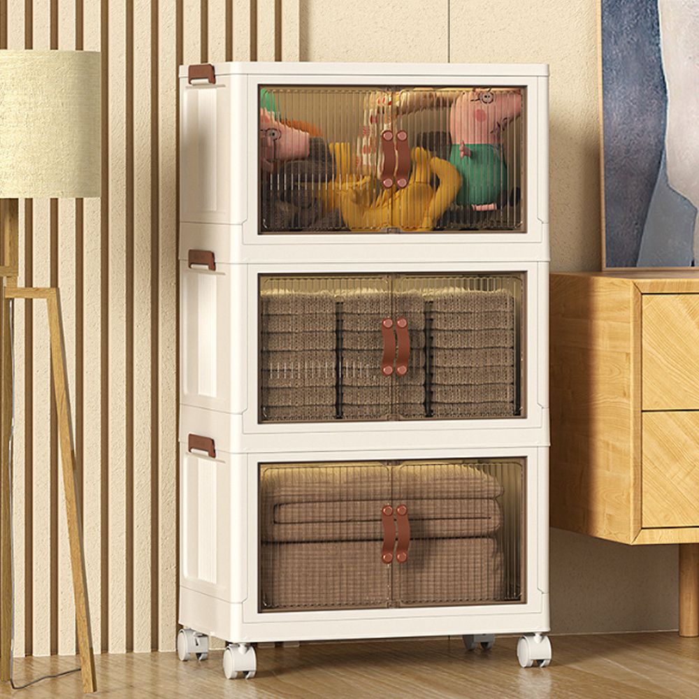 폴딩 3단 리빙박스 62cm 이동식 화이트