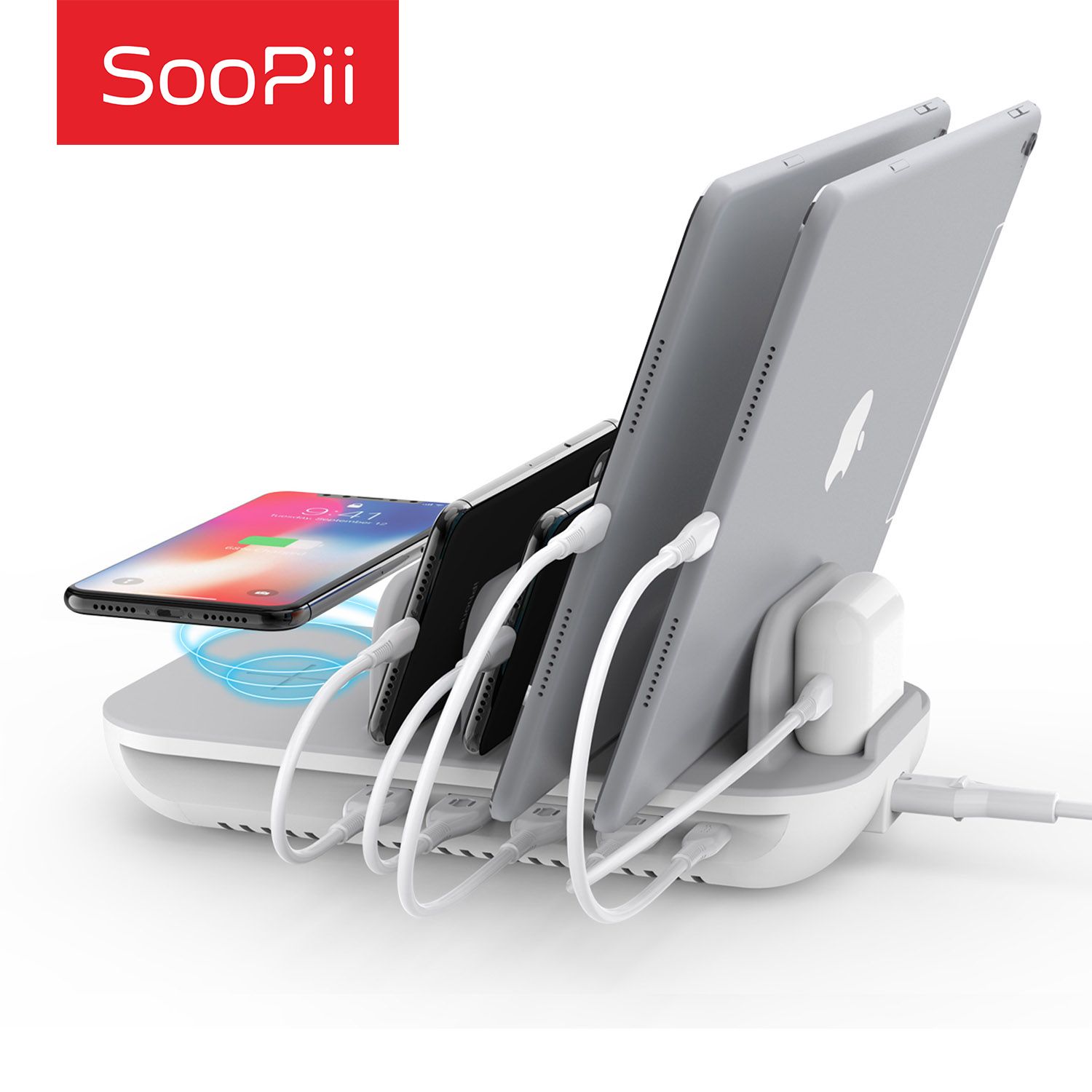 Soopii 5포트 USB PD 멀티 고속 무선충전기 Wiv6Pro