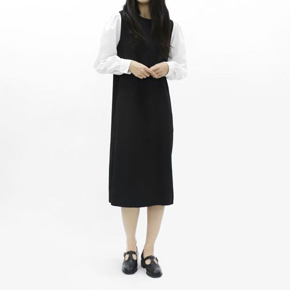 검정 하객 셔츠 롱원피스 레이어드 편한원피스