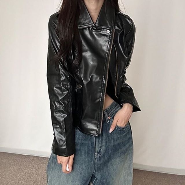패 디자인 지퍼 간절기용아우터 베이직 자켓 버