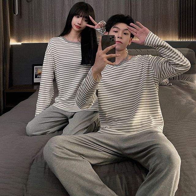 DMS 홈웨어 패턴 남녀공용 여성 잠옷 그레이