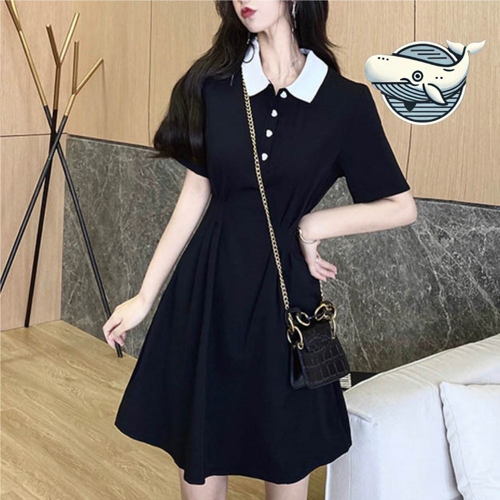 여름 화사한 블랙 카라 원피스 세련된 디자인