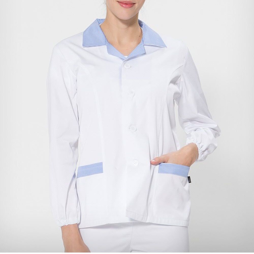 실용 활동성 좋은 여성 전용 작업 위생복 셔츠 블루