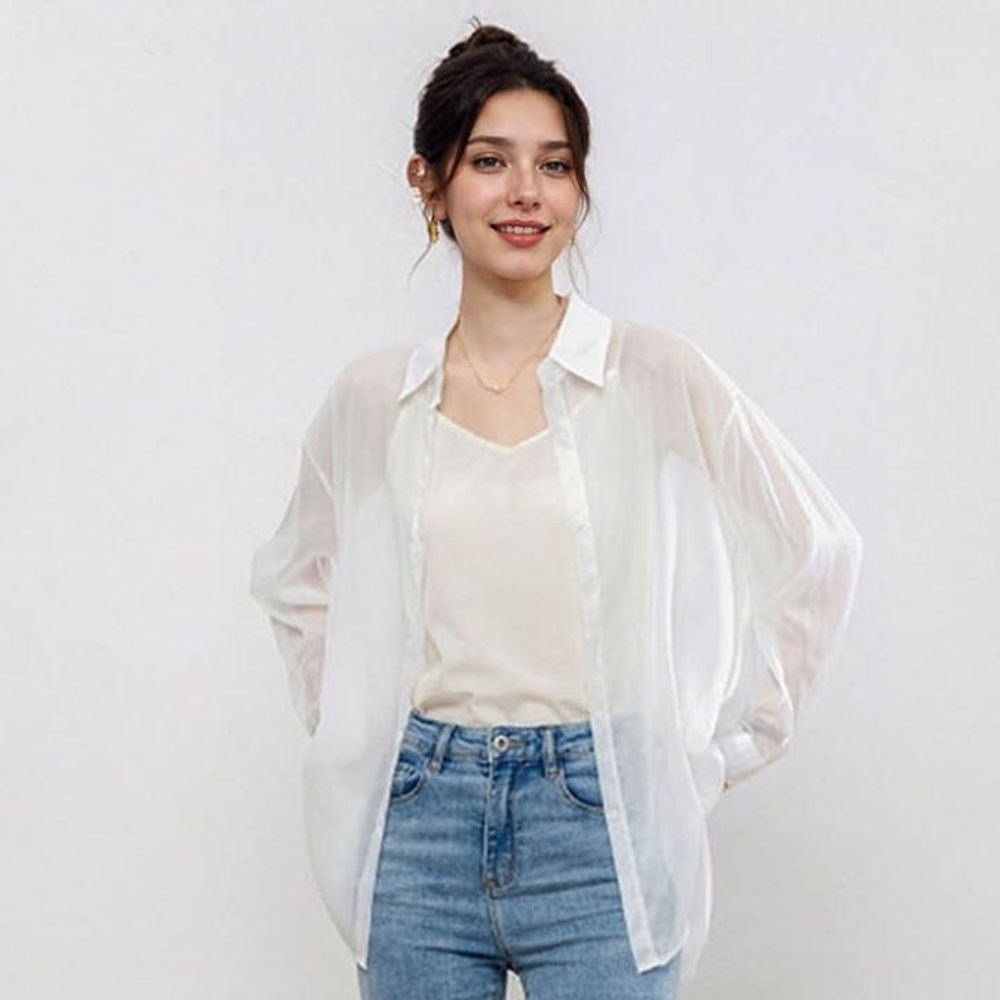 시스루 시스루셔츠 뒷태 레이어드셔츠 여성셔츠