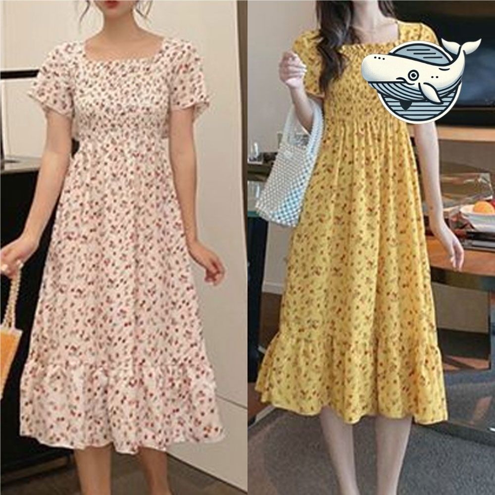 플라워 원피스 여름 데일리 나들이룩 스퀘어넥