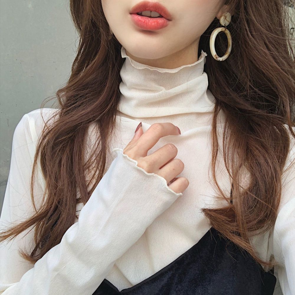 망사 이너 레이어드 티 스판 시스루 얇은 목티