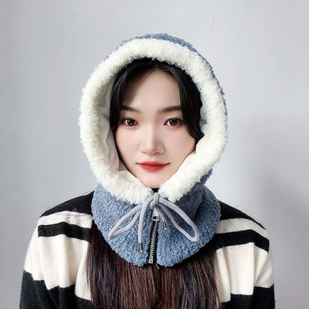 후드 넥워머 블루 기모 얼굴 싸이클 모자