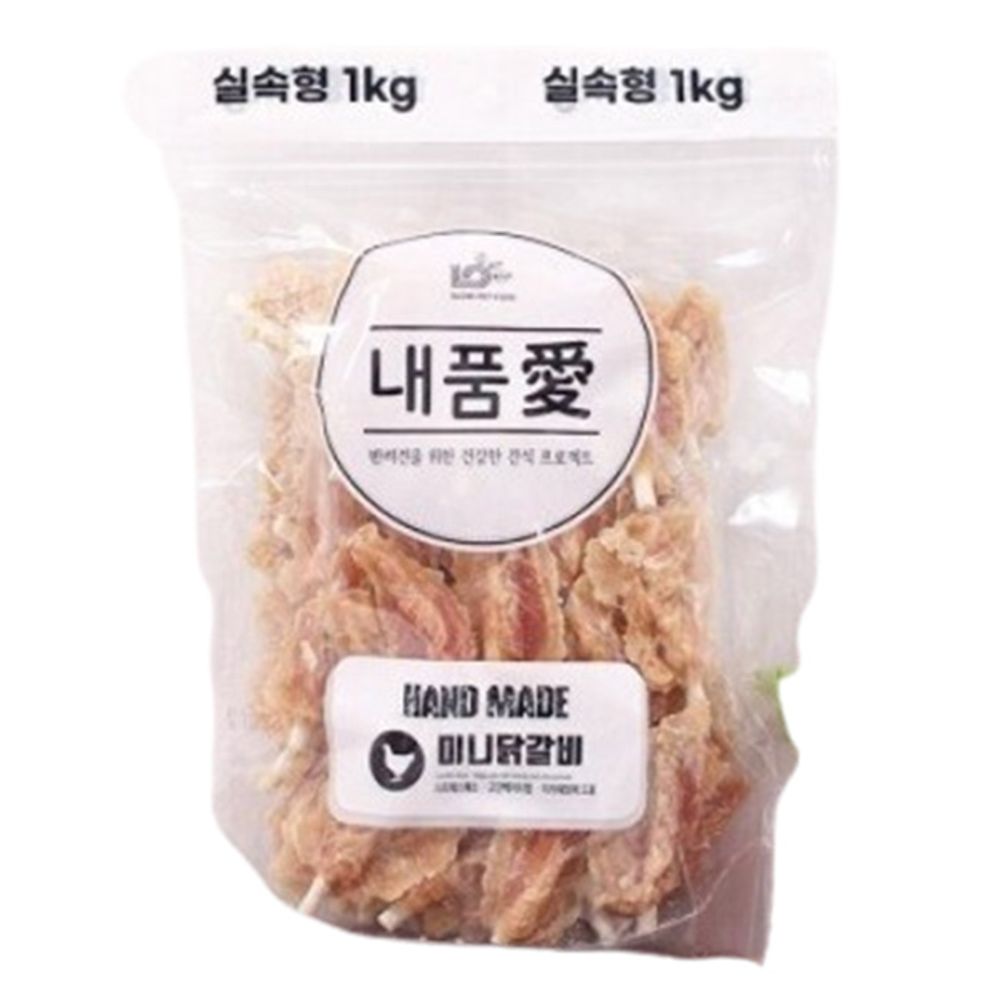 강아지 미니 닭갈비 1kg 대용량 간식 실속 육포 스낵