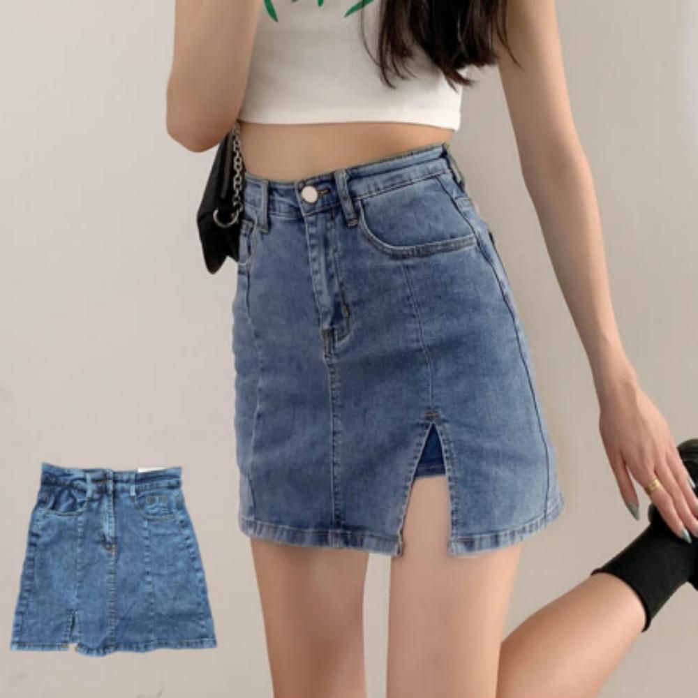 여성 데님 미니 스커트 속바지 일체형 청치마 치마바