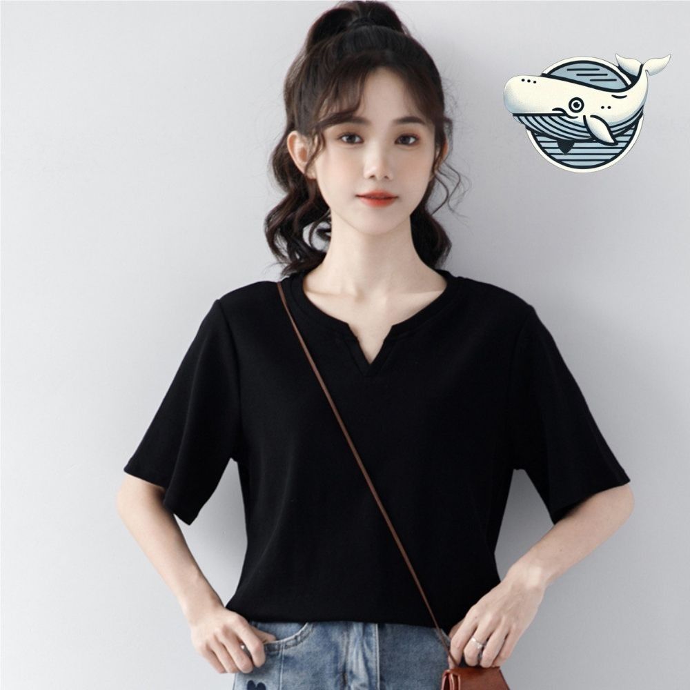 여름 데일리 브이넥 블랙 티셔츠 기본 스타일