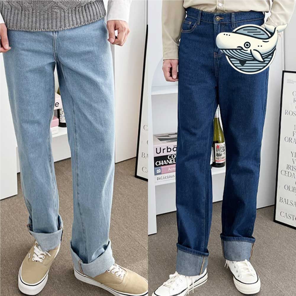 편안한 세미 와이드 데님 팬츠 캐주얼 청바지