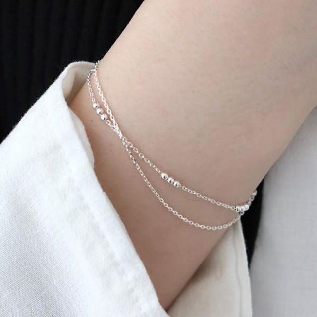 Layered Silver925 bracelet ball 악세서리 팔찌 발찌