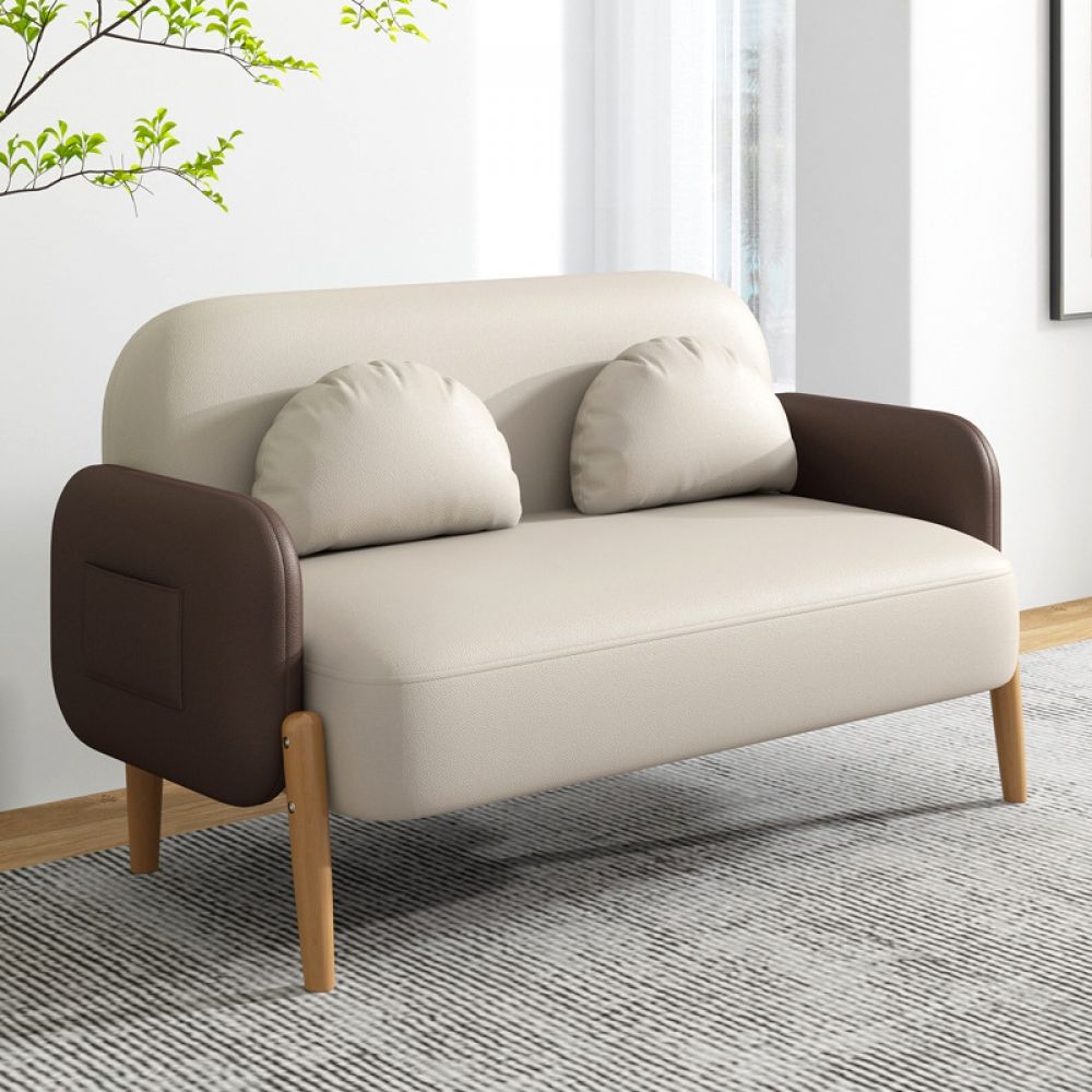 거실 소파 128cm 2인용 패브릭 아리보리+브라운