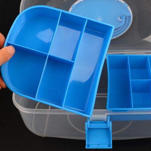 2단 분리형 투명 멀티 공구함 휴대용 부품박스 상자