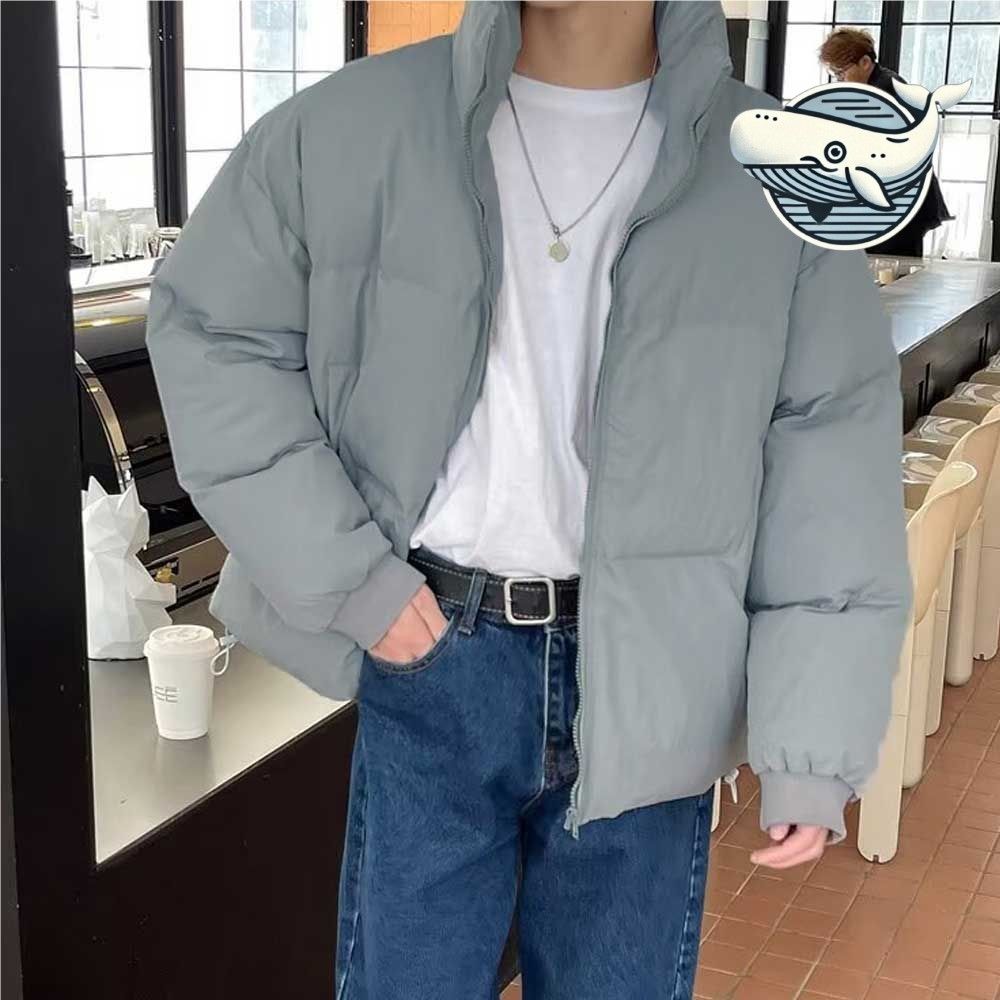 하이넥 도톰 크롭패딩 남성 일상 아우터