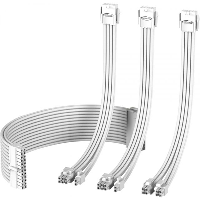 PSU 연장 18AWG 슬리빙 케이블세트 올화이트4종 EZDIY