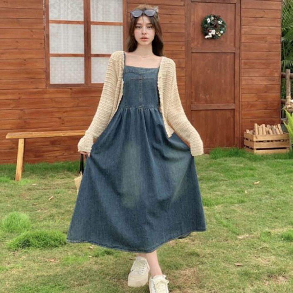 원피스 데님 트렌디원피스 청원피스 끈나시원피스