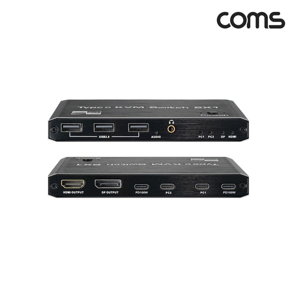 C타입 KVM 2포트 스위치 선택기 HDMI DP PC 2대 제어