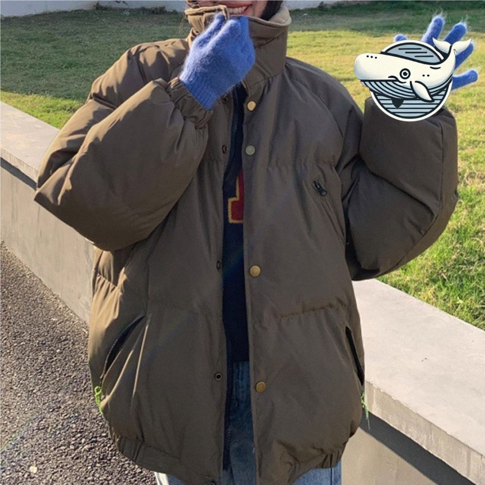 스타일리시 배색카라 루즈핏 패딩 점퍼 여성