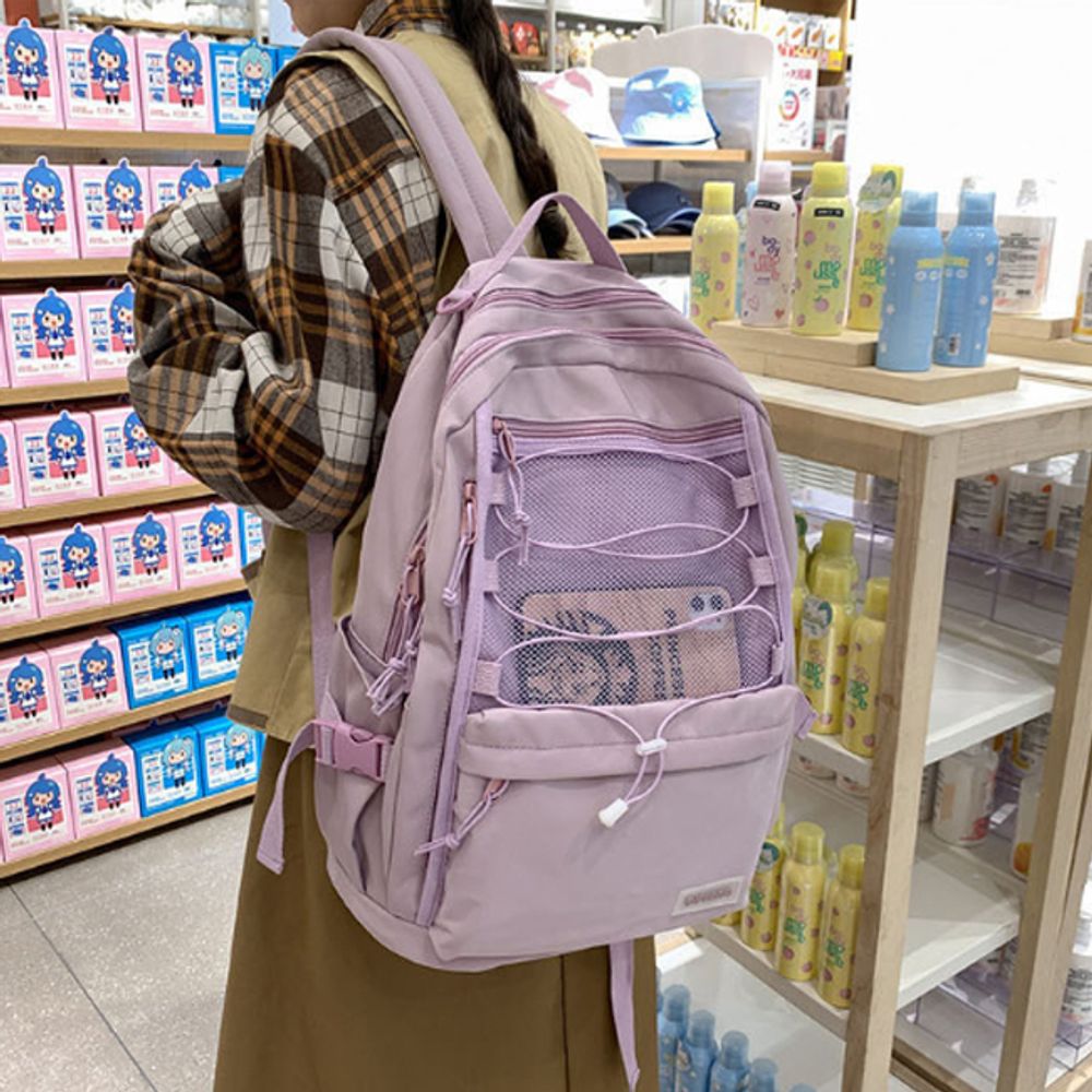 남녀 스트링 포켓 백팩 1P 커플 학생 배낭 가방 수납