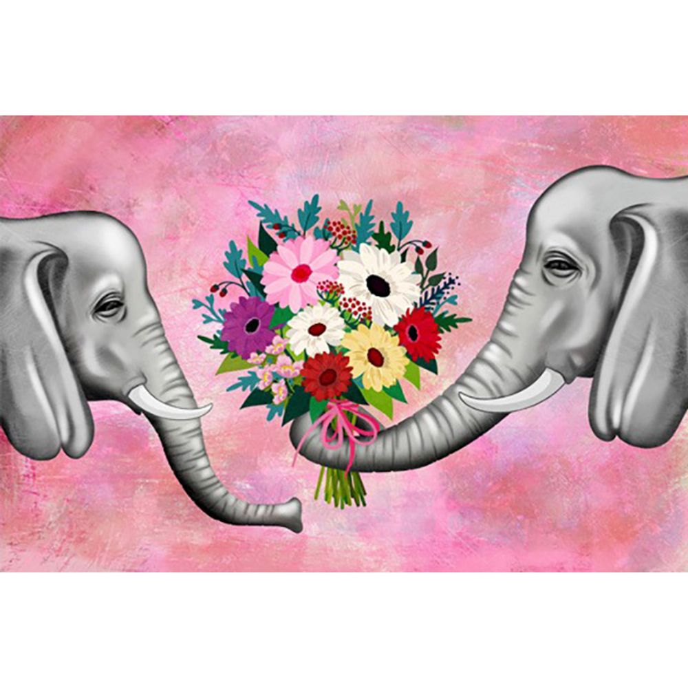 연인 코끼리 (패브릭형) 보석십자수 40x60