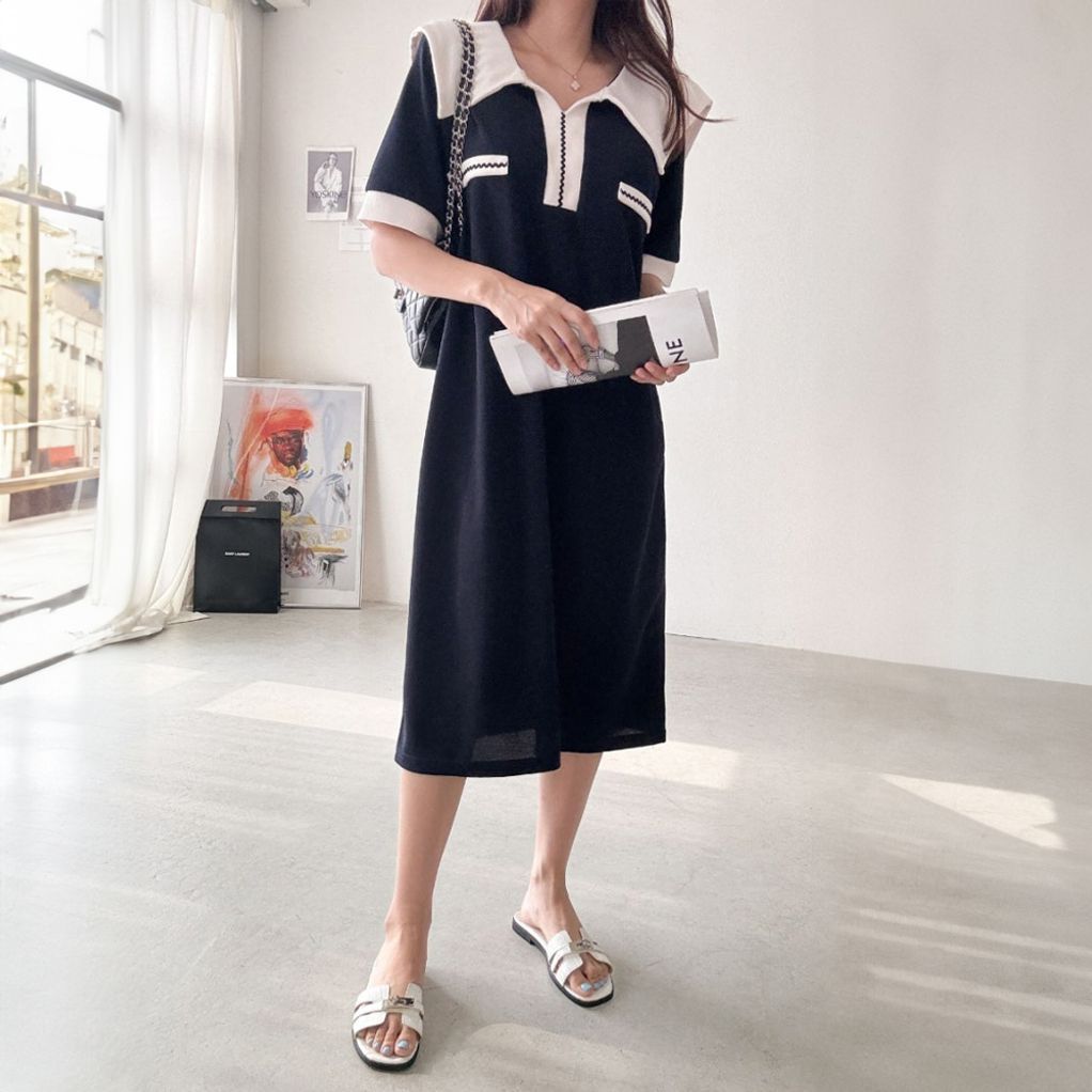 빅사이즈미시옷 여성의류 데일리빅카라배색원피스