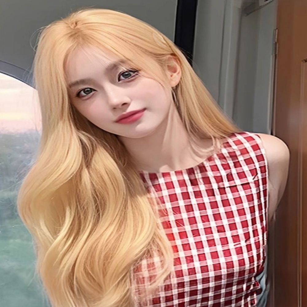 인모 웨이브 긴머리 여성가발 컬러 금발 메쉬 통풍