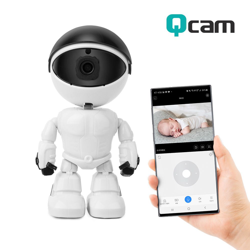 큐캠 QCAM-K3 로봇 보안카메라 무선CCTV 200만 화소