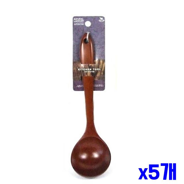 x5개 중형 옻칠 원목 국자 요리국자
