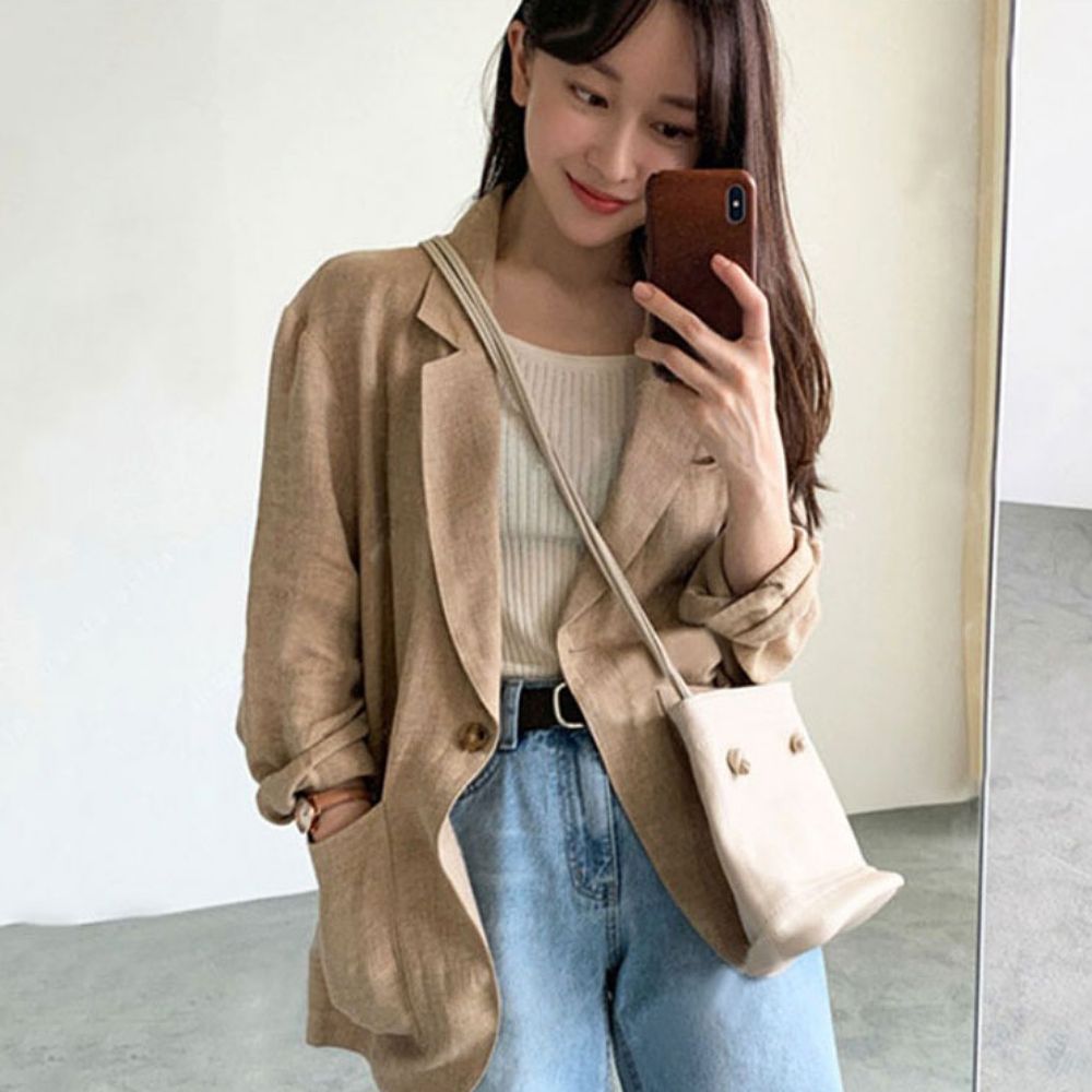 봄 가을 여자 데일리 무지 자켓 셔츠 044