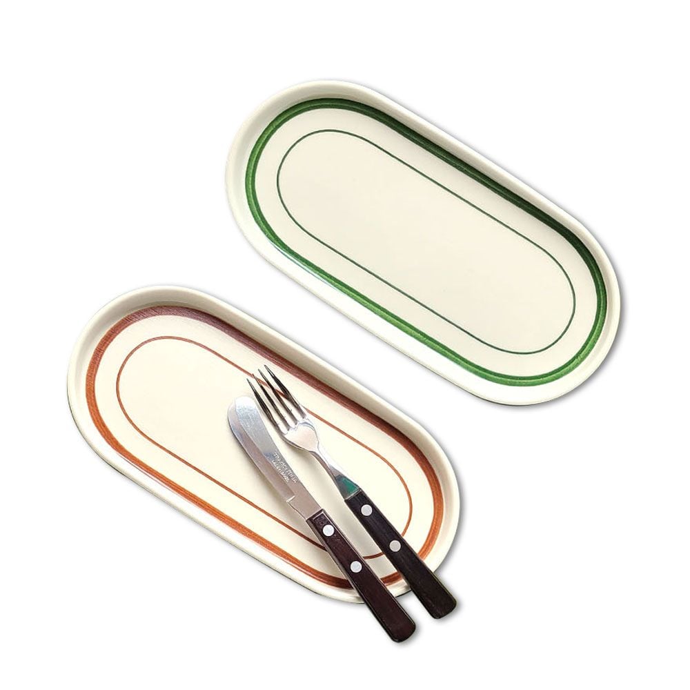 멜라민 디저트 케이크 접시 미니쟁반 24cm 4호 그린