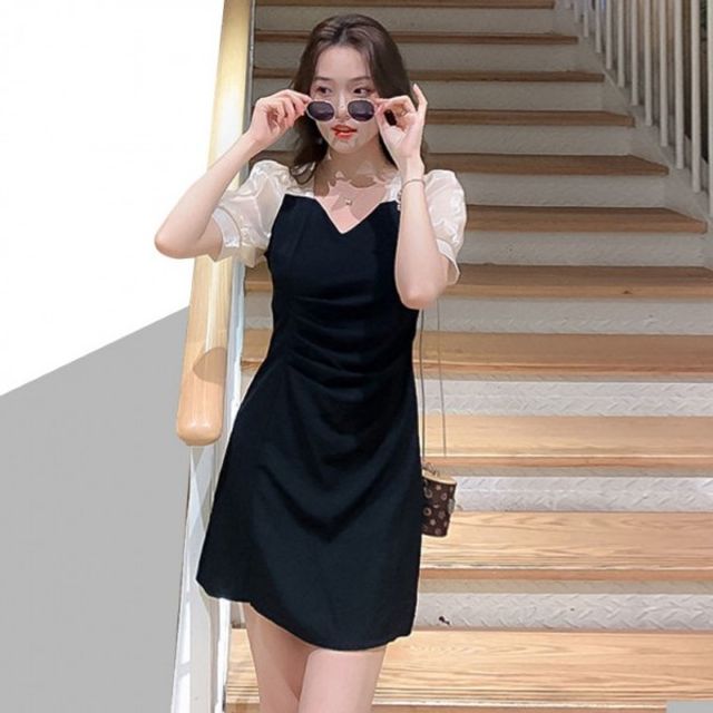 미니원피스 여성 봄 기본 반팔 데이 드레스 돌잔치 결