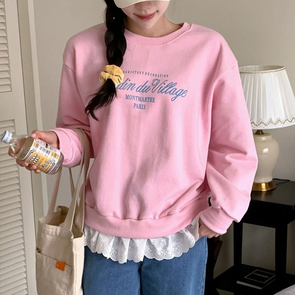 데일리룩 캐주얼룩 캠퍼스룩 레이스 레이어드 맨투맨