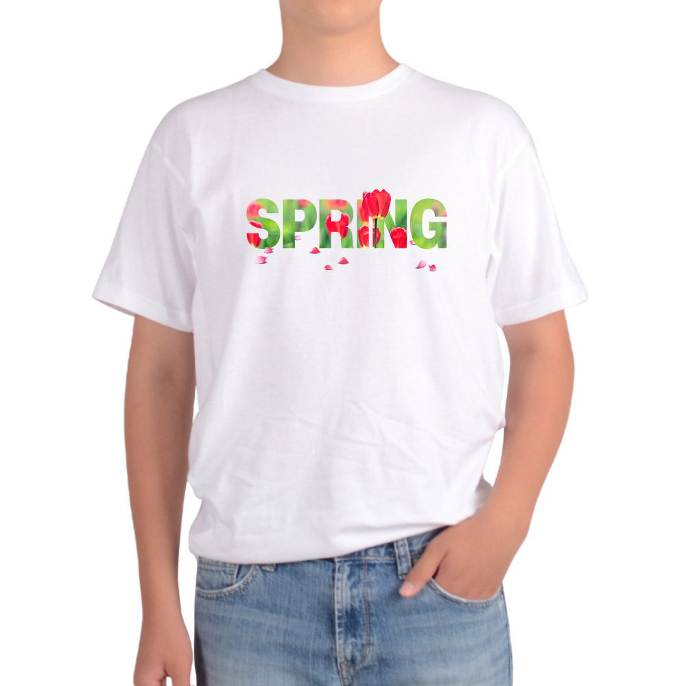 오트밀 반팔티 봄 spring 코스코스 개나리 벚꽃