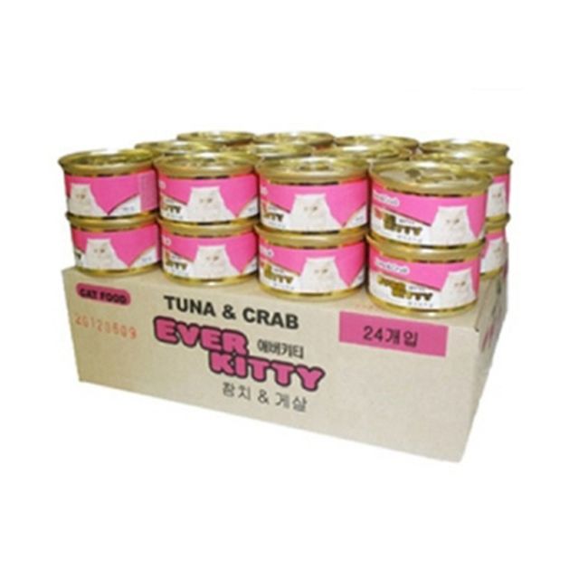 고양이간식 에버키티 참치 게살 캔 85g X 24EA