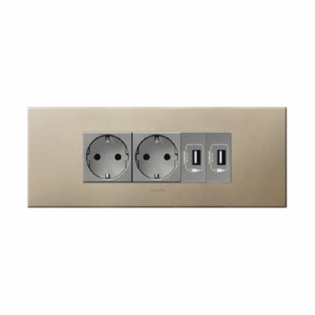 아테오 유럽형 샴페인 콘센트2구+USB2구 (6M) 르그랑