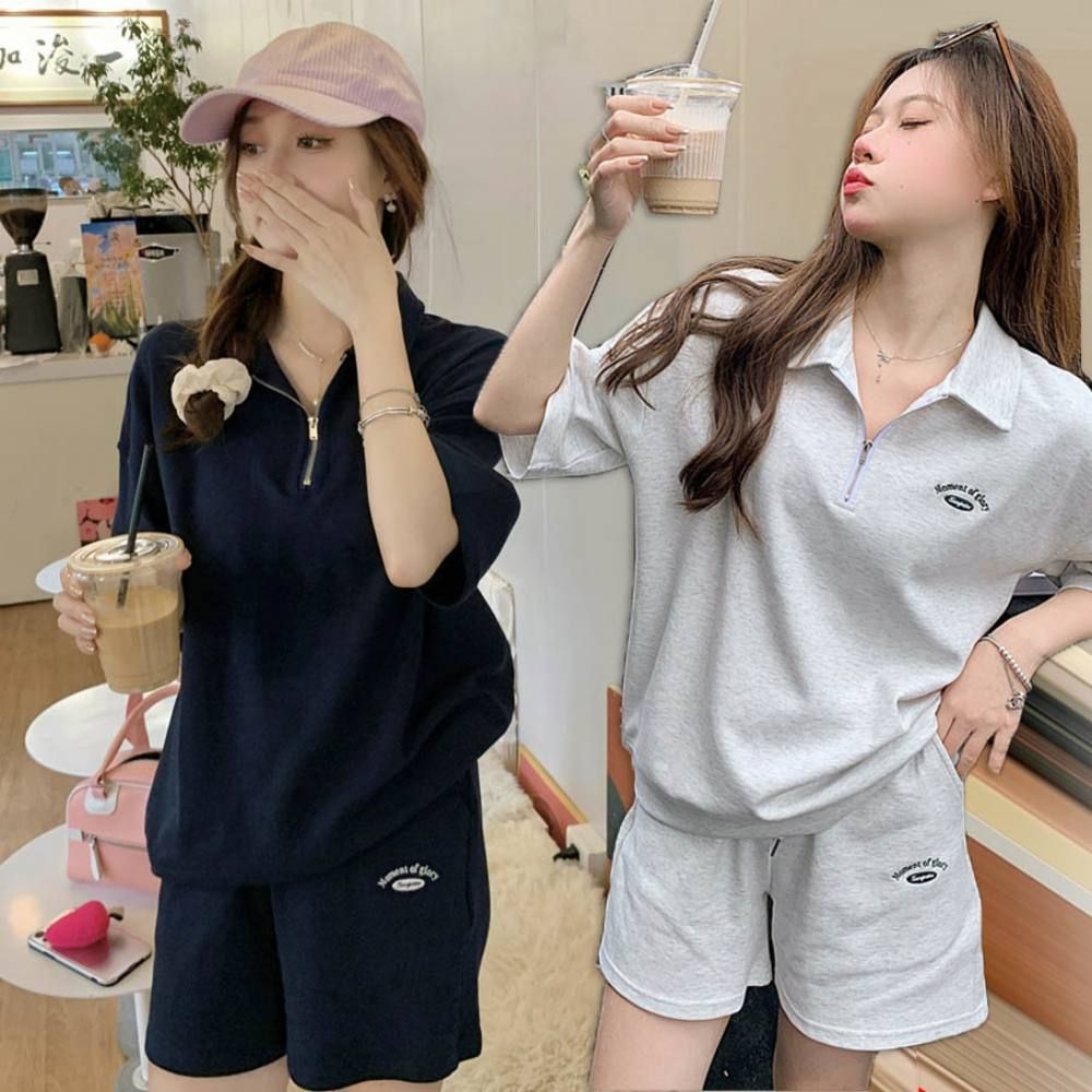 여성 반집업 데일리 홈웨어 트레이닝 상하의 세트