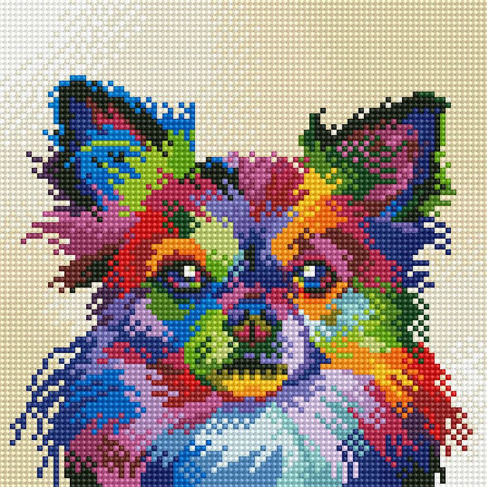 레인보우 강아지 (캔버스) 보석십자수 25x25