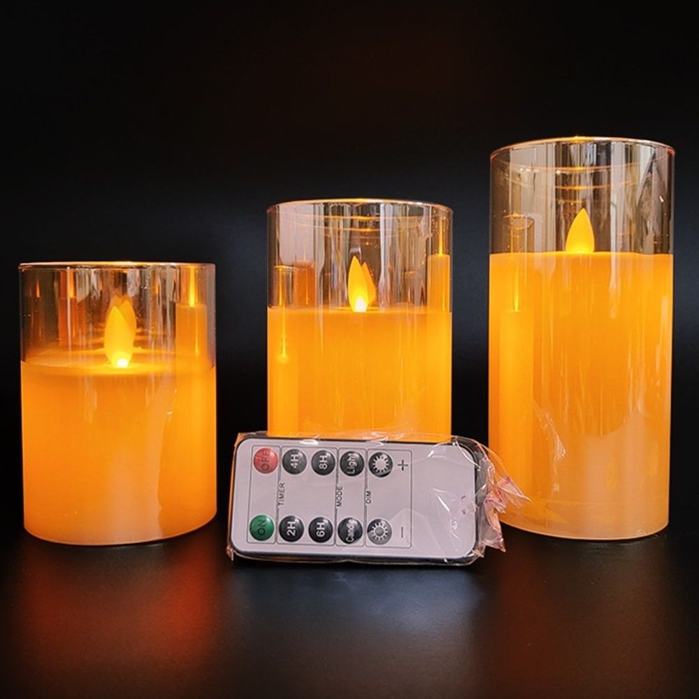 LED 양초 캔들 유리틀 3종 세트 리모콘 포함