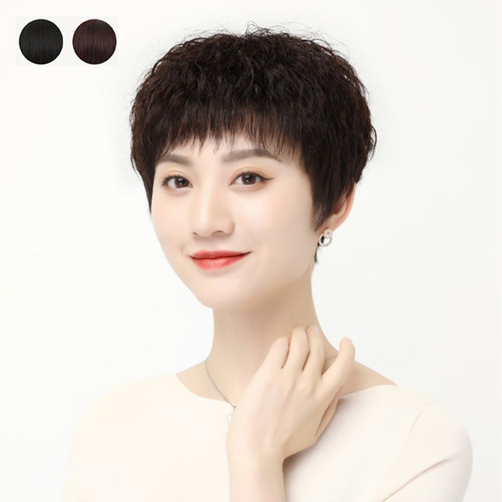 중년 패션 여자통가발 기본 엄마 데이 단발머리펌