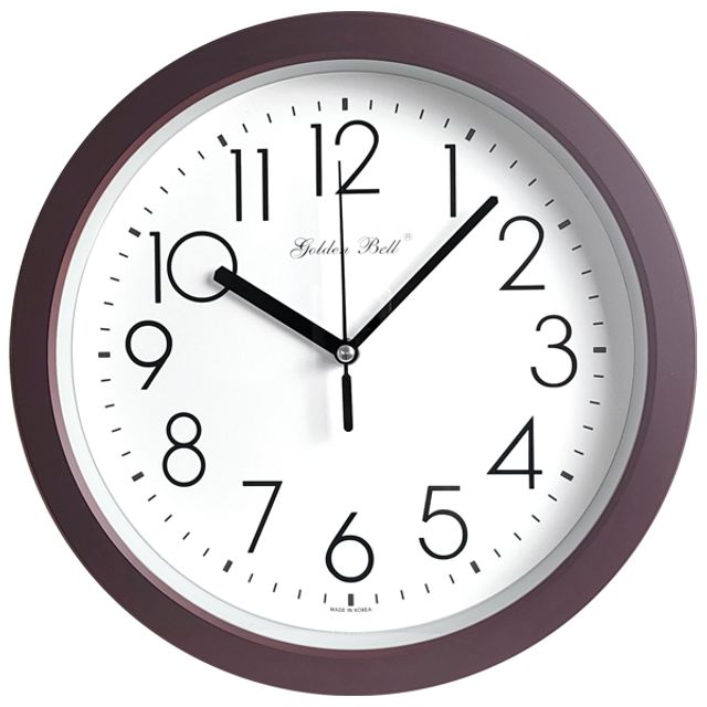 GB8215a 무소음 원형 벽시계 28cm 브라운 제조한국